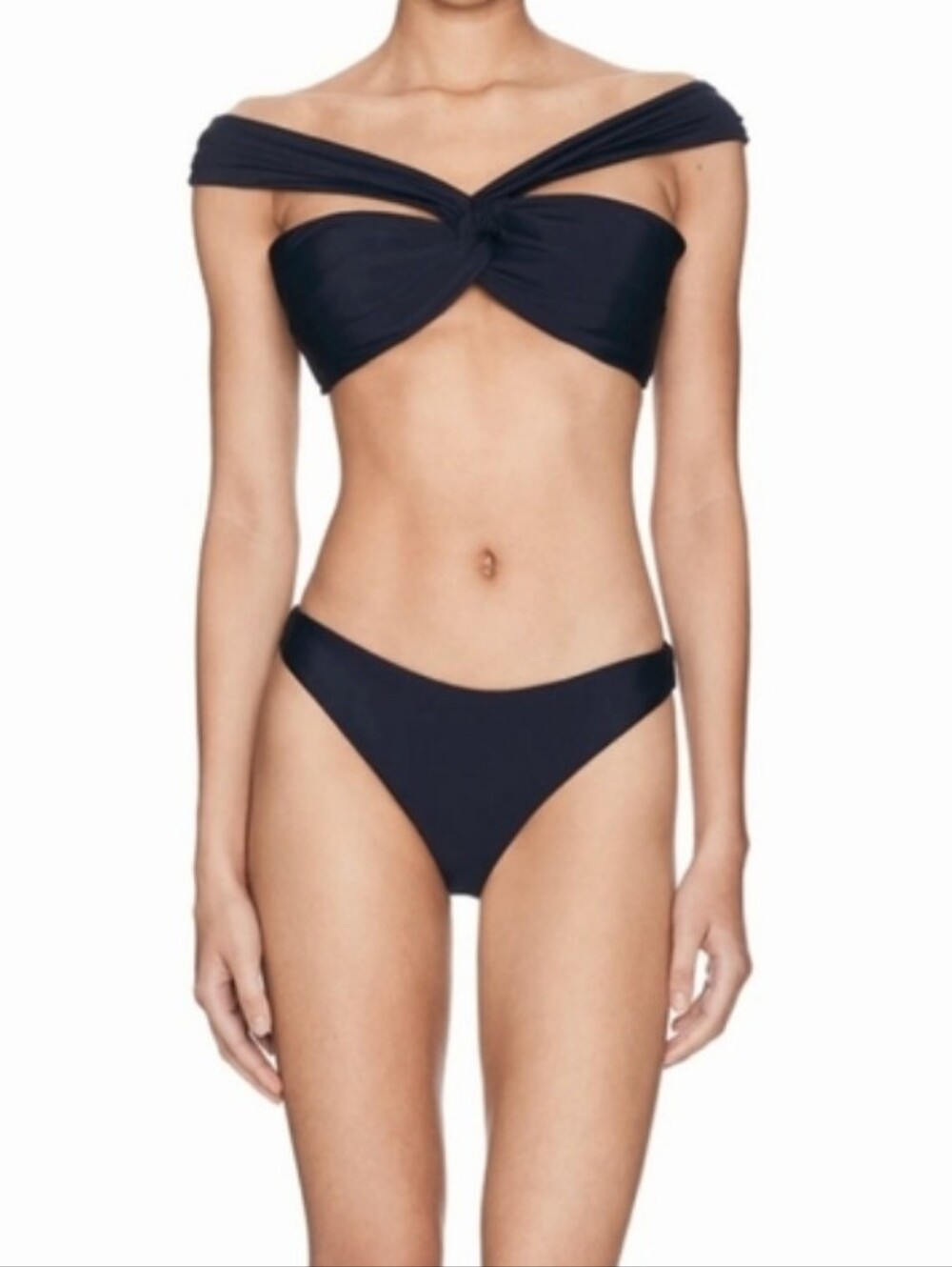 Milly Olivia Draped Bandeau Black 2 Pieces Bikini Set
